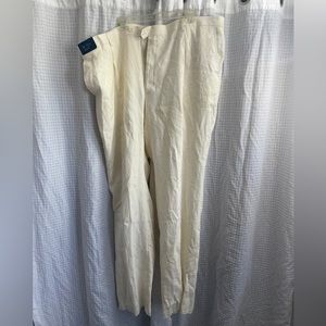 Brand New, Men’s Afazzy Linen Pants, white raw edge size 50